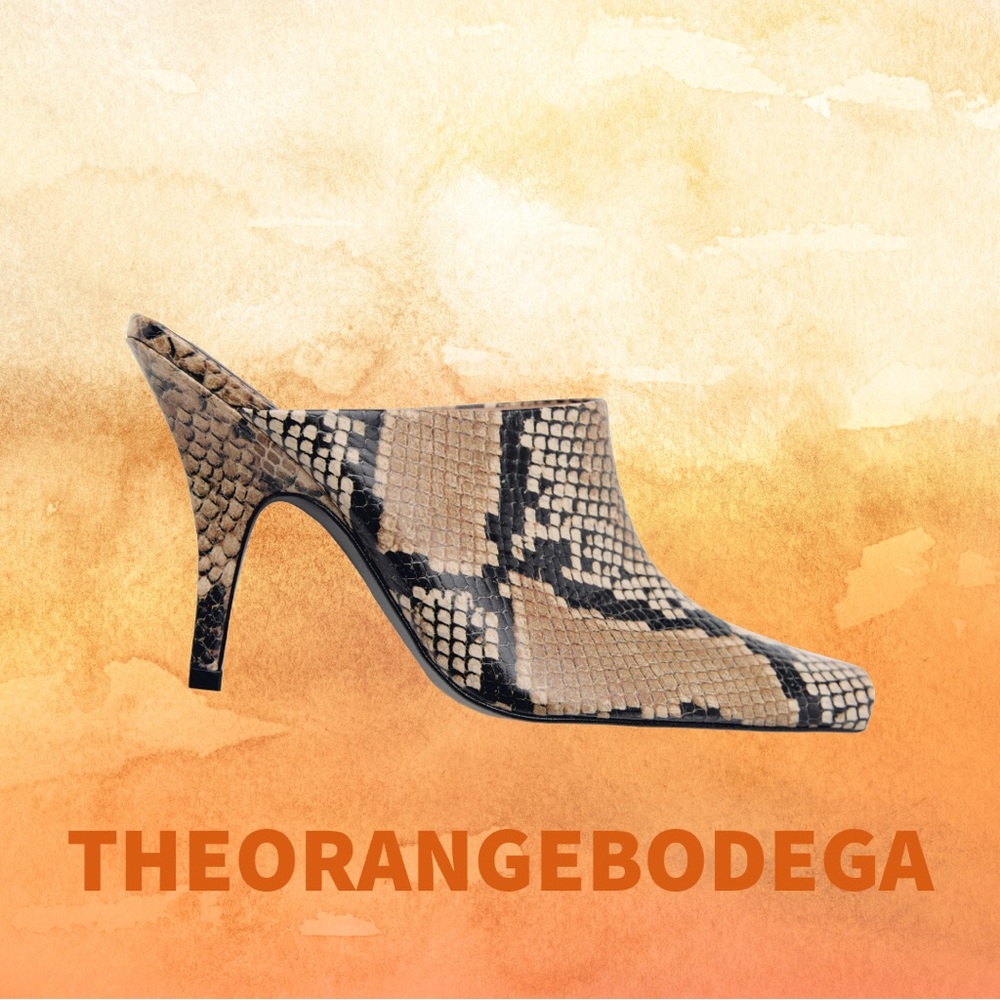 MANGO Snakeskin Print Heeled Mule Size 39
